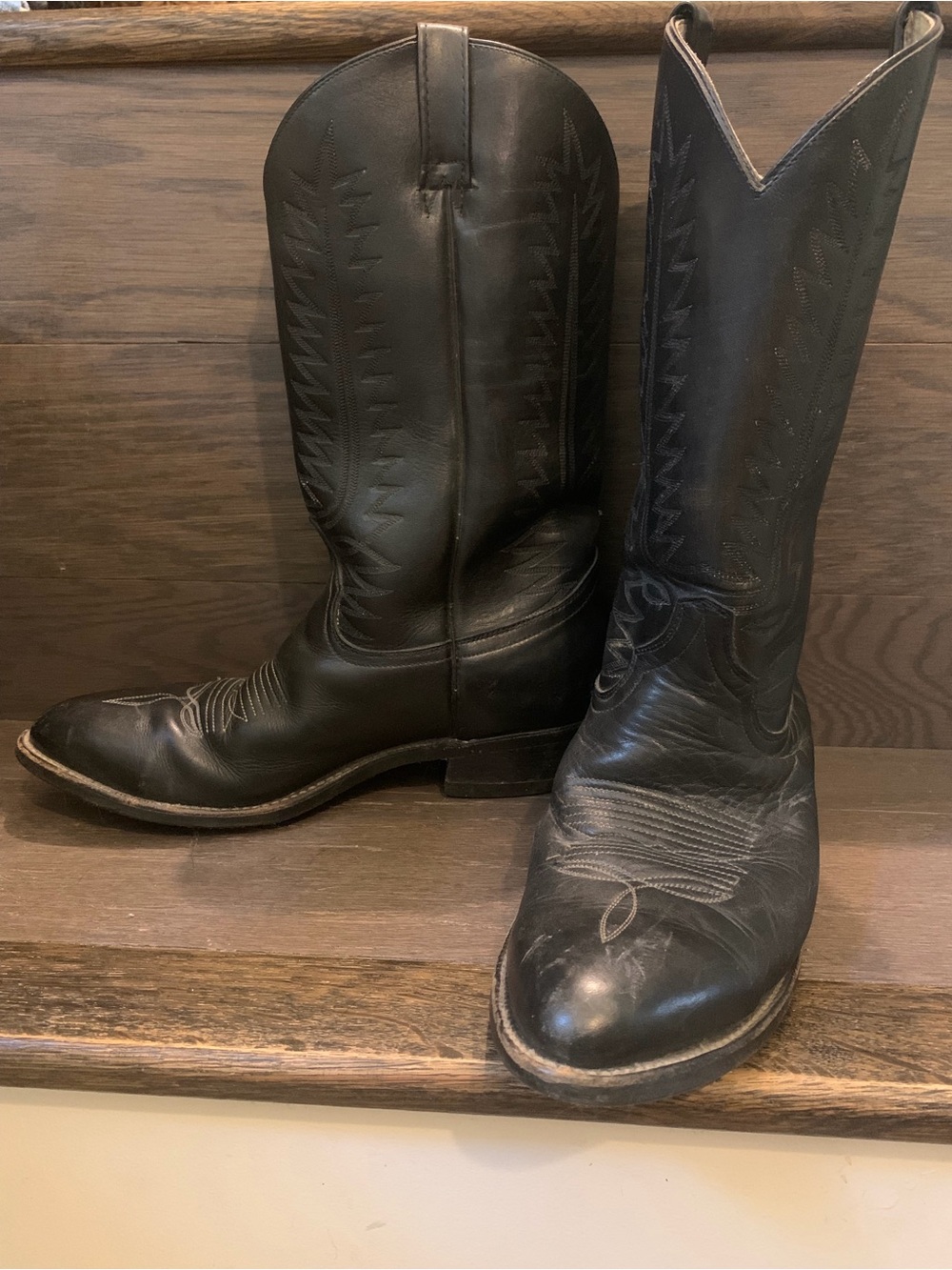 Men's Black Tony Lama Leather Western Cowboy Boots
